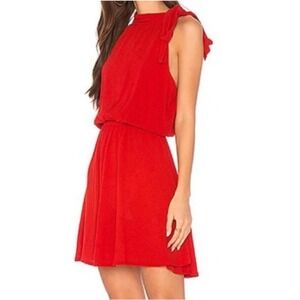 Cleobella Women's Red Halter‎ Lolita Keyhole Ruffle Hem Mini Dress Size M Party